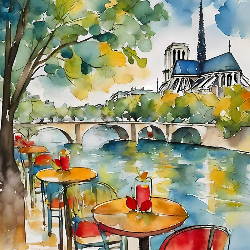 Dining On The Seine, 36" H x 36" W