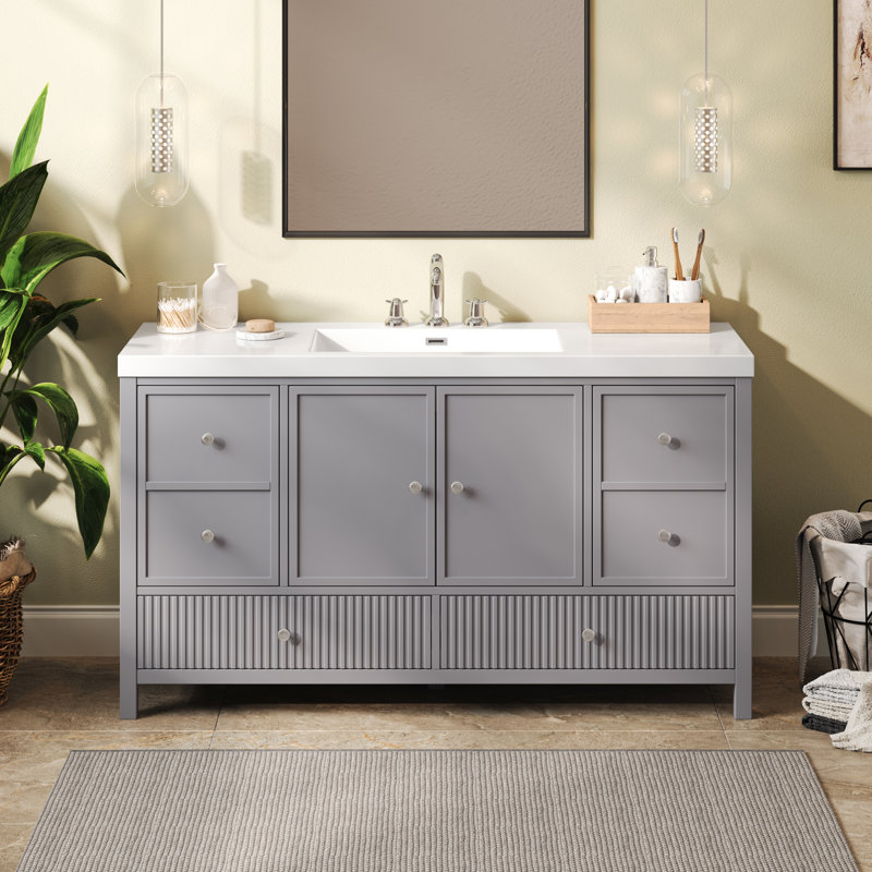 Meuble-lavabo moderne transitionnel Prescott, Grey Blue