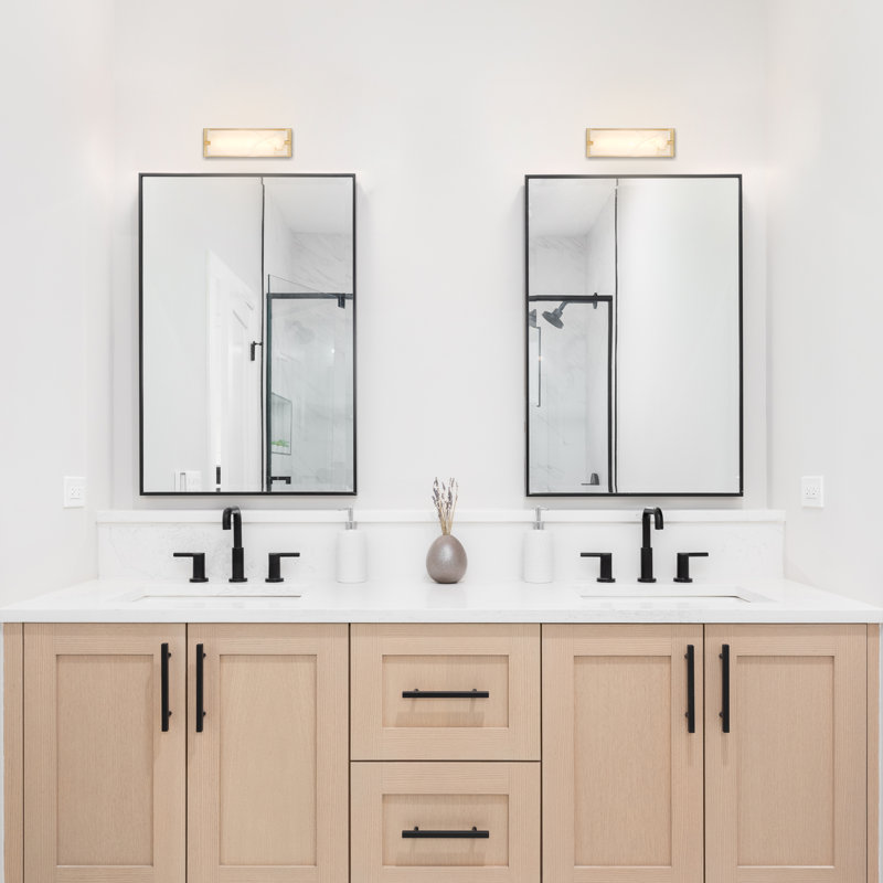 Dimmable LED Wall Mounted Sconce With Natural Spanish Marble Shade 5 Colors Adjustable, 18.60" H x 5.98" W x 2.37" D, Brass