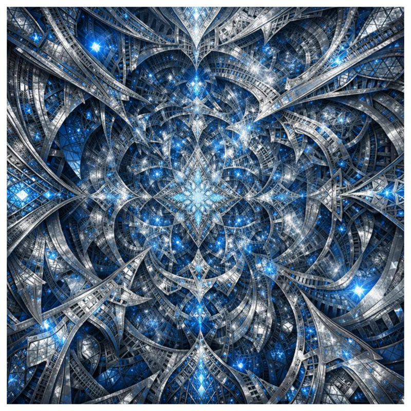 Édredon Intricate Blue Fractal Art, Simple extra long