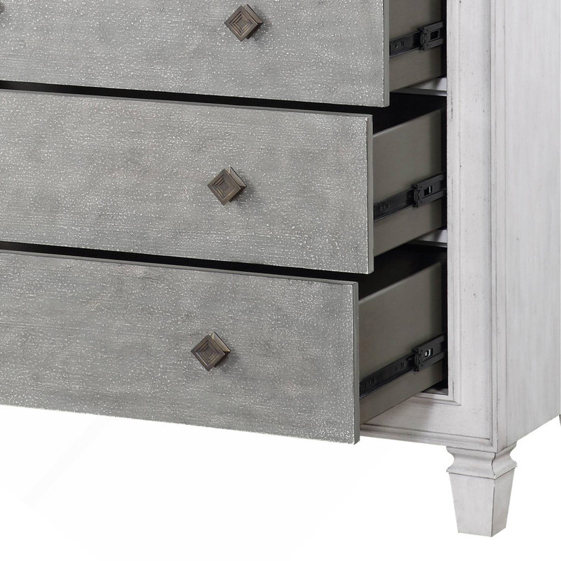 Commode Katia gris rustique et blanc vieilli