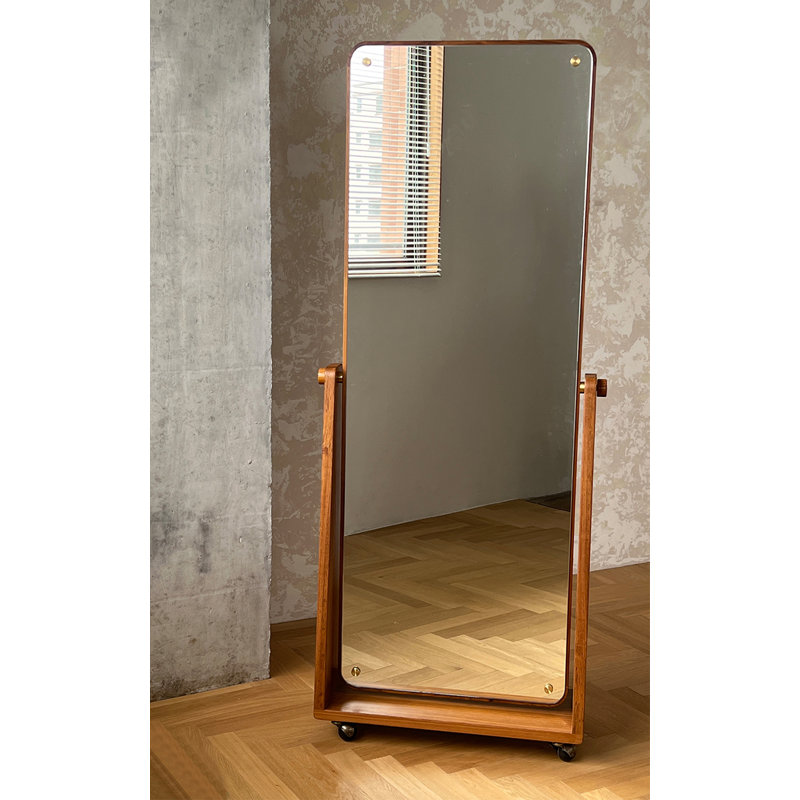 Miroir pleine longueur rotatif rétro, Teck