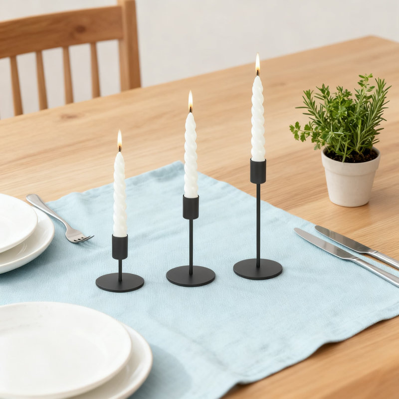 Set Of 6 Metal Taper Candlestick Holders With Varying Heights For Elegant Home Decor, Wedding Centerpieces, And Dining Table Decorations