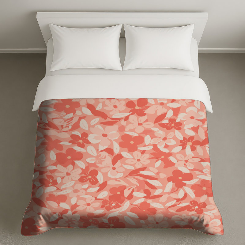 Housses de couette à motif floral rose, Lit simple