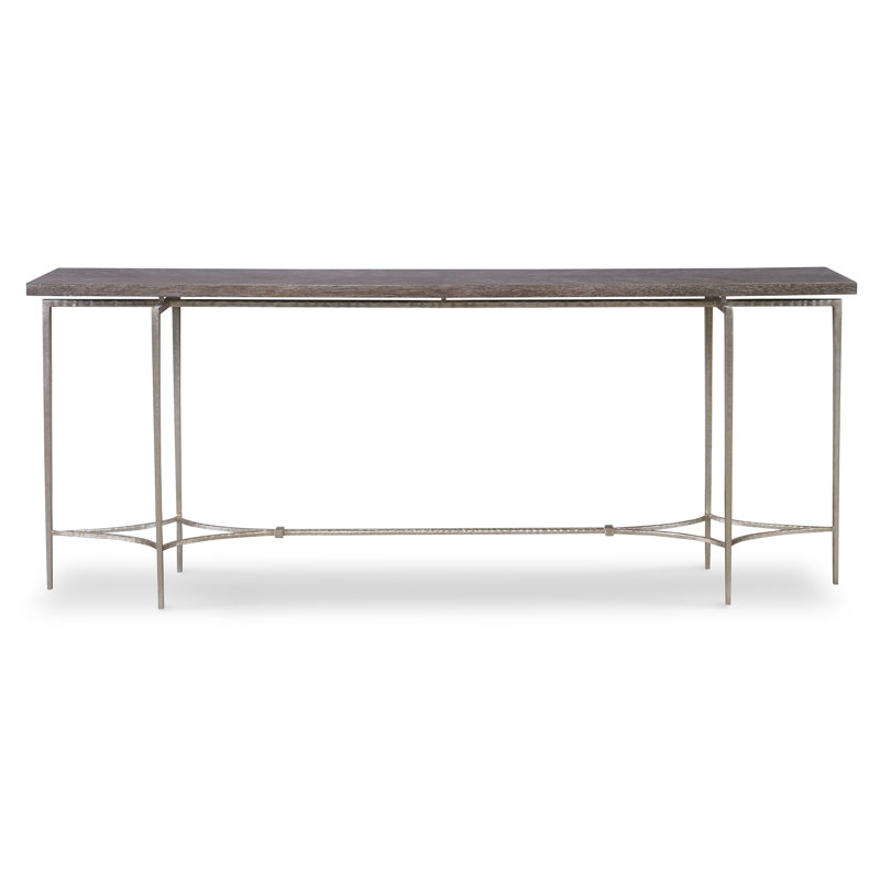 Double Diamond Console Table, Walnut Top/Glossy Silver Base, 32" H x 80"W x 12" D