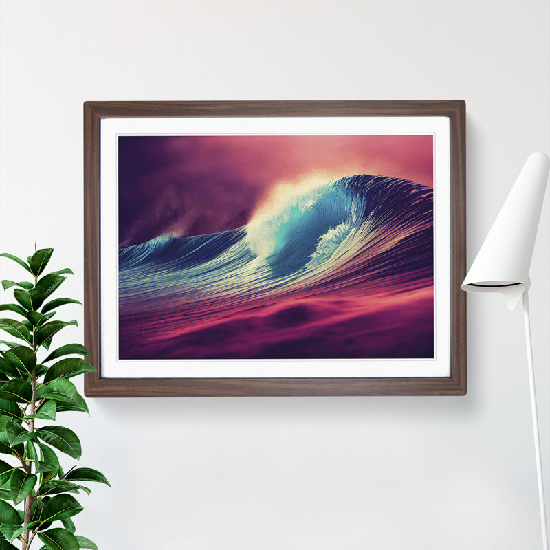 XH1022-2251X Colourful Wave Vol.1 - Single Picture Frame Print, Walnut Framed, 46cm H x 64cm W x 2cm D