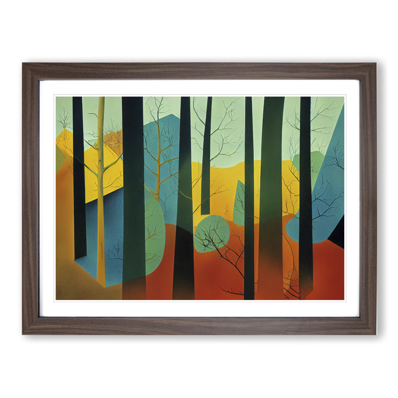 Soulful Abstract Forest - Framed Print, 34cm H x 46cm W x 2cm D, Walnut