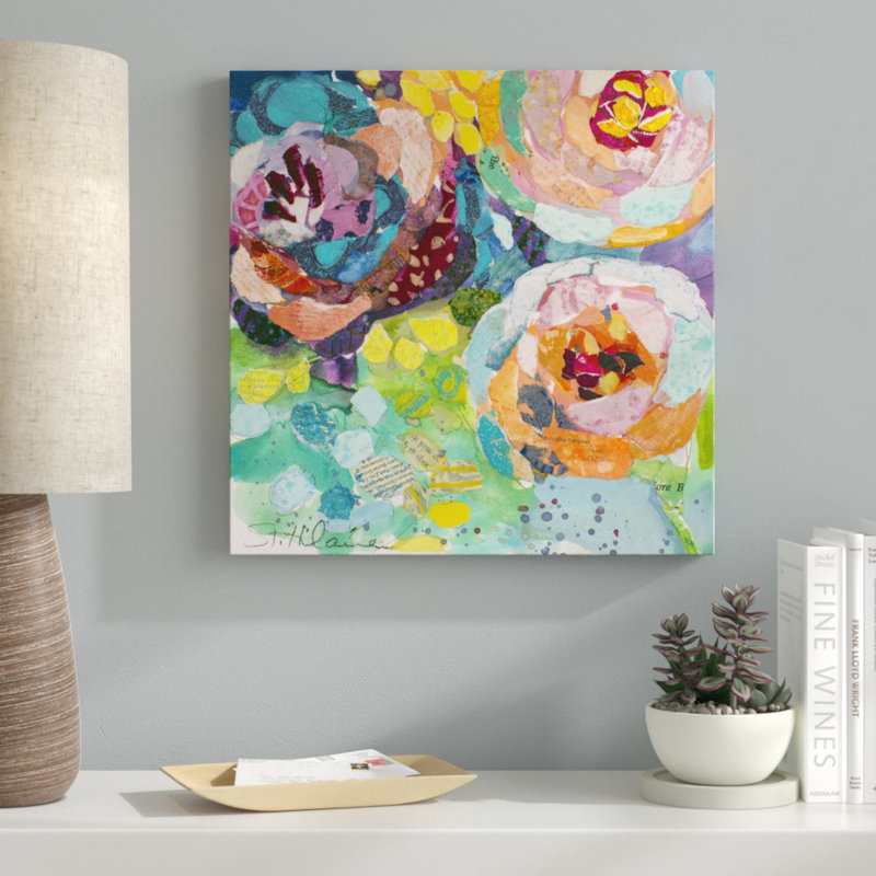 «Bold Blooms I», peinture sur toile, H 30 po x l 30 po, Toile tendue