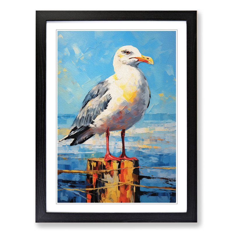 Seagull Expressionism - Print, 46cm H x 34cm W x 2cm D, Black