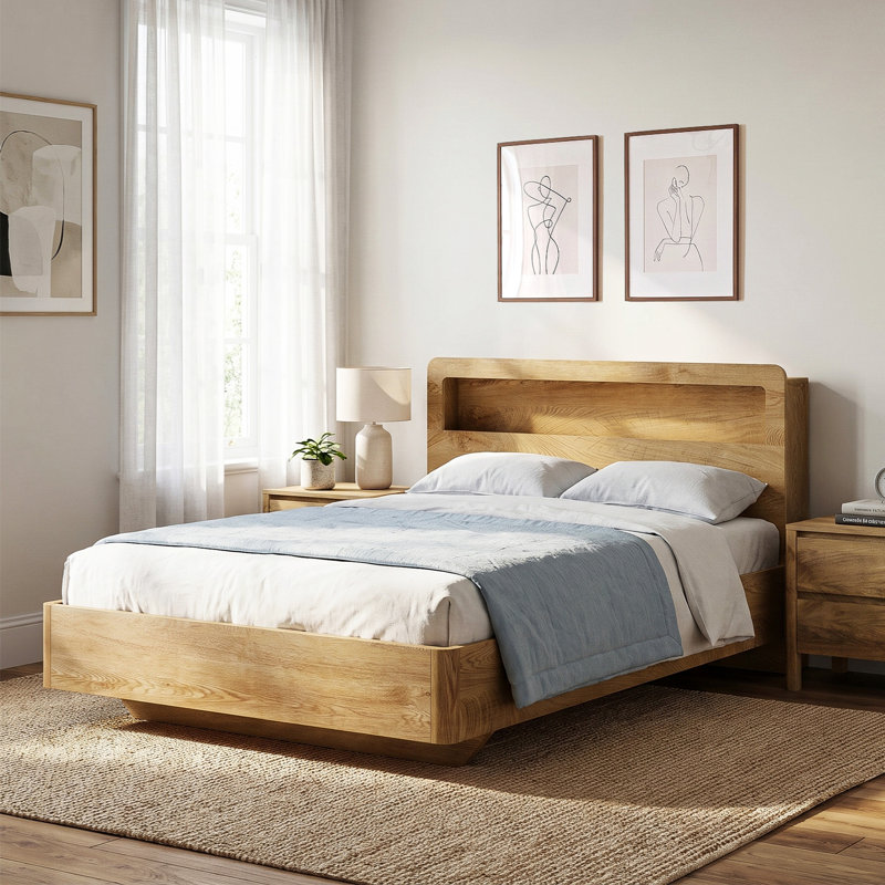 Bed With Headboard, Full / Double, Brown