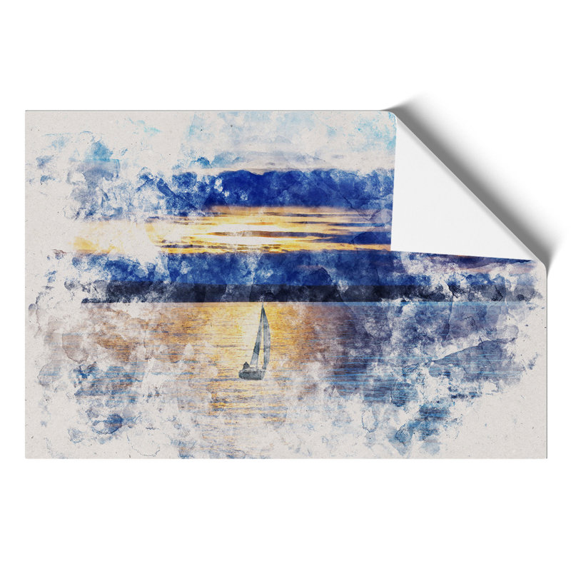 Sailing Boat Watercolour - Frameless Print, 42cm H x 59cm W x 0.1cm D