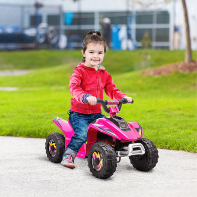 6V ATV 4-Wheeler Ride On Car, véhicule à moteur électrique à batterie quad avec interrupteur avant / arrière pour les tout-petits de 18 à 36 mois, rose