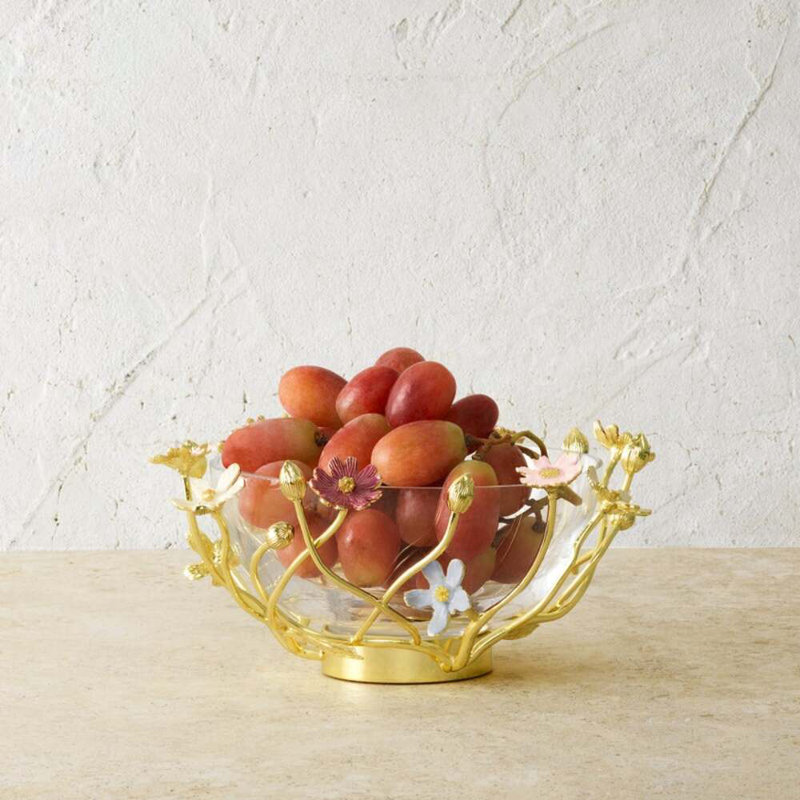 Wildflowers Handmade Decorative Bowl, 3.5" H x 7.5" W x 7.5" D