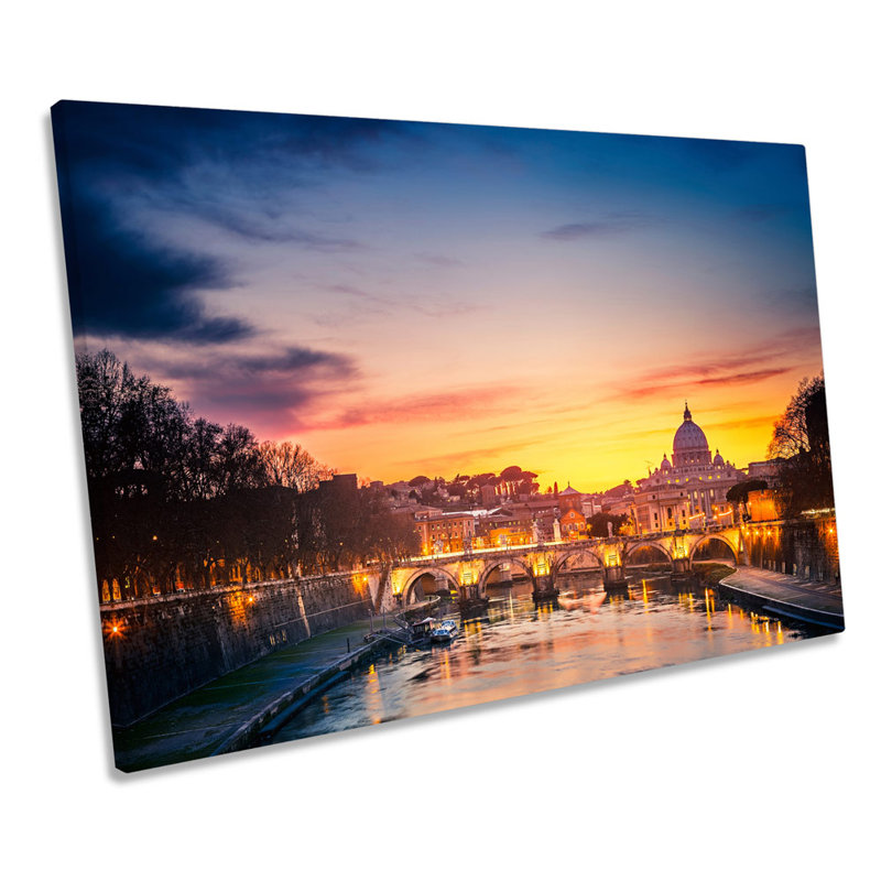 St Peters Cathedral Rome Sunset Italy - Wrapped Canvas Art Prints, 81.3cm H x 121.9cm W