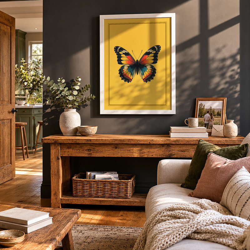 Specimen Butterfly Modern - Framed Print, A3 - 42.0 x 29.7 cm, White