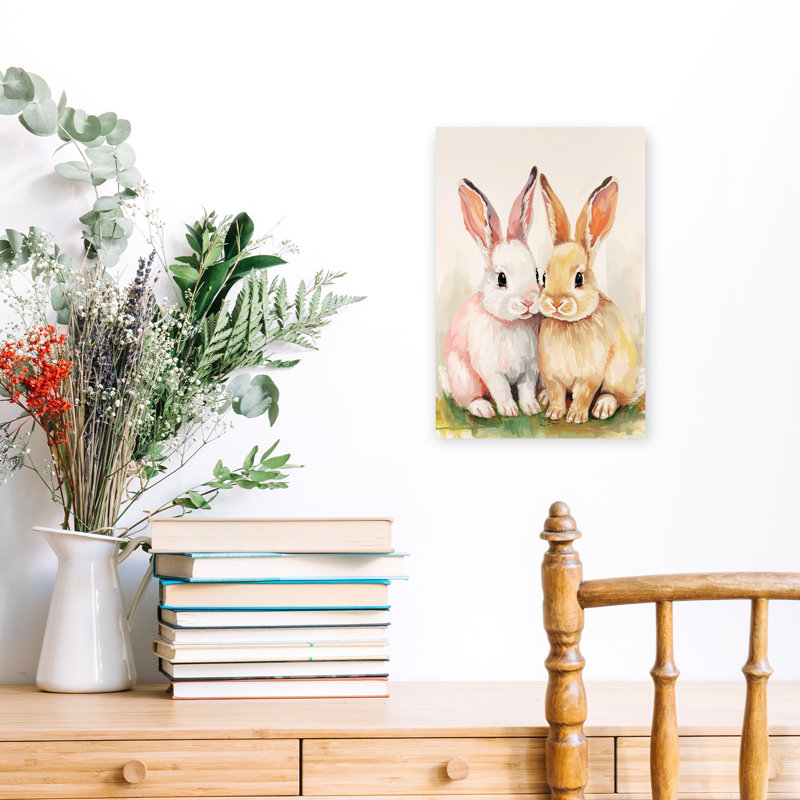 Cute Bunny Pair by Ohkimiko - Wrapped Canvas Print, 45.72 cm H x 30.48 cm W