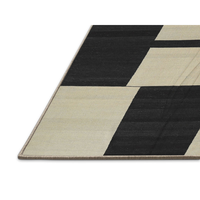 Tapis noir/beige contemporain, Rectangle 2 pi x 5 pi