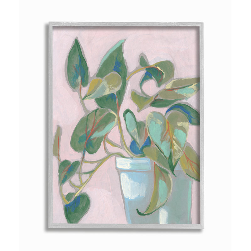 «Pots Plant Green Pink», reproduction d'art, H 16 po x l 20 po x P 1,5 po, Estampe numérique Farmhouse