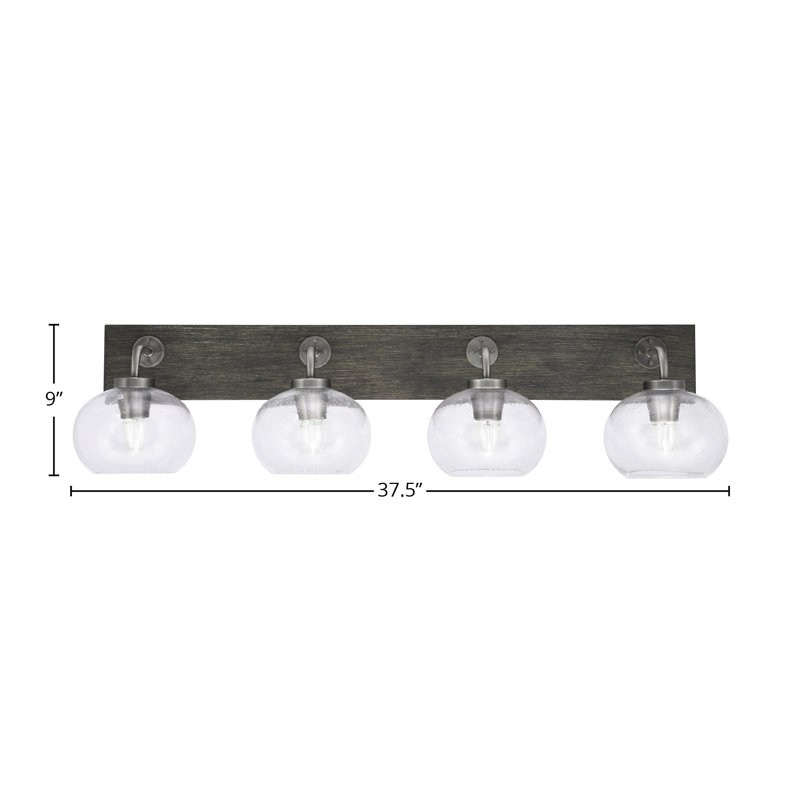 Oxbridge 4 Light Bath Bar Shown With 7" Glass, Transparent, Graphite / gris vieilli