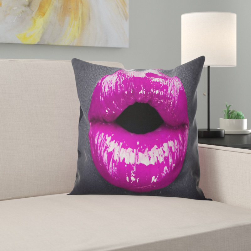 Maquillage pourpre mauve - coussin sensuel imprimé, 16 po x 1 po, Coussin décoratif
