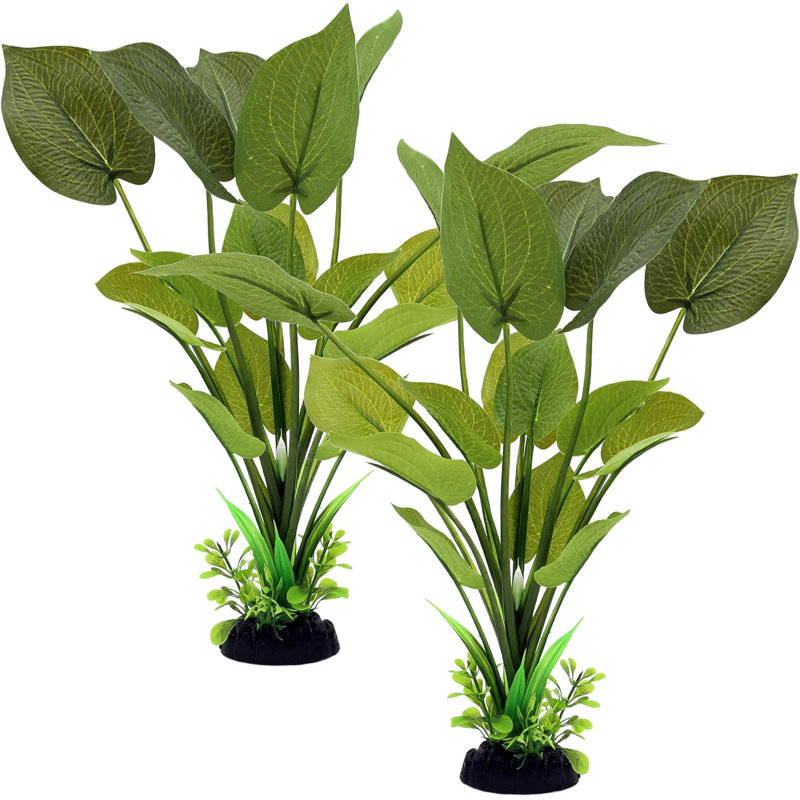 Plantes d'aquarium en soie, décorations en soie artificielle pour aquarium de 12 pouces (vert, paquet de 2)