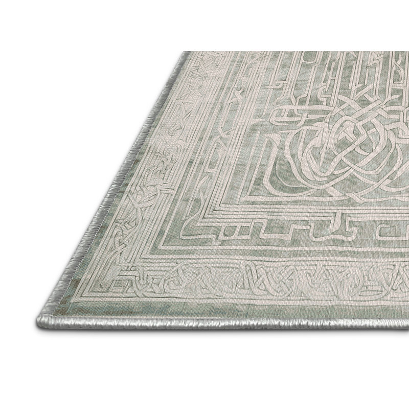 Machine Washable Beige Area Rug, Rectangle 8' x 12'