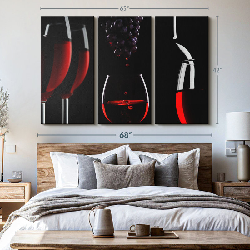 «Red Wine Life», 3 pièces, H 42 po x l 65 po