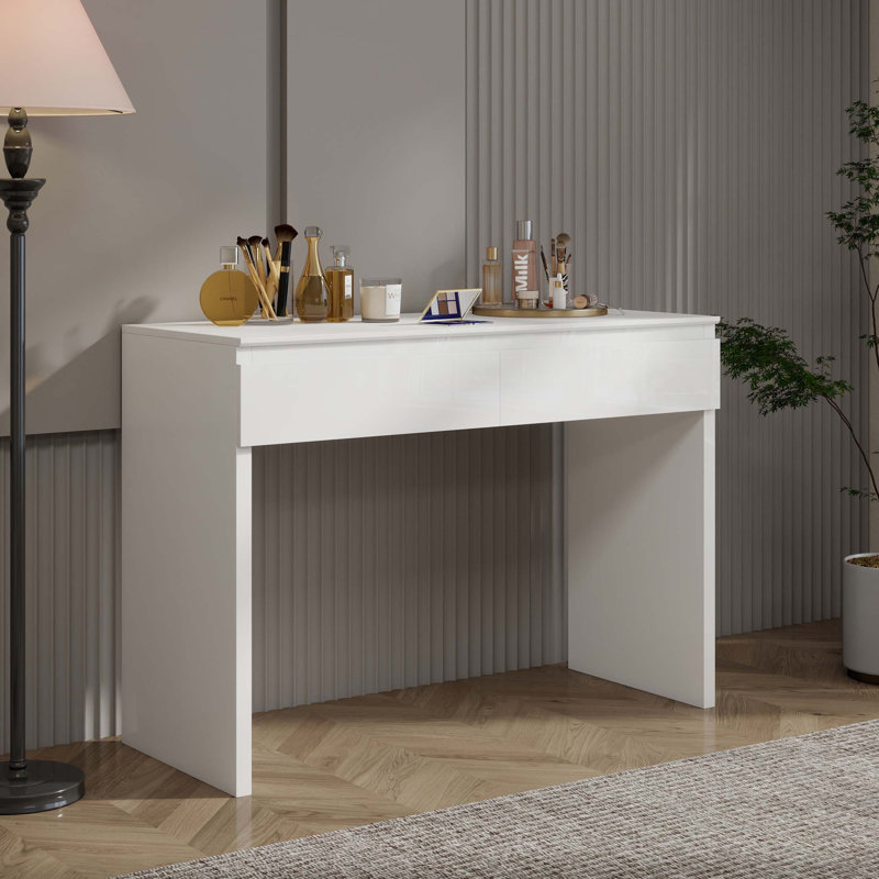 Coiffeuse moderne à deux tiroirs et espace de rangement moderne, convient aux chambres à coucher, aux tables à langer et aux bureaux