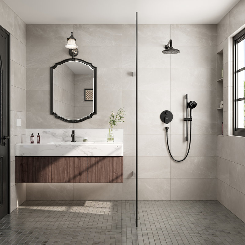 Matte Black Adjustable Multi-Head Rain Shower System with Handheld
