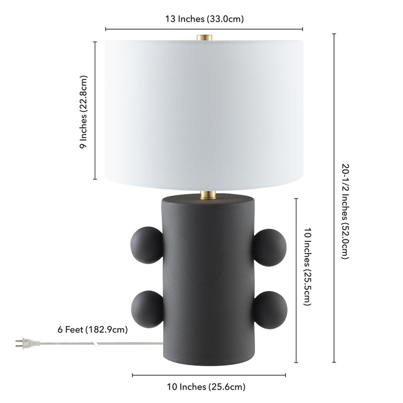 Izzey 20" Tall Ceramic Table Lamp with Fabric Shade, Black