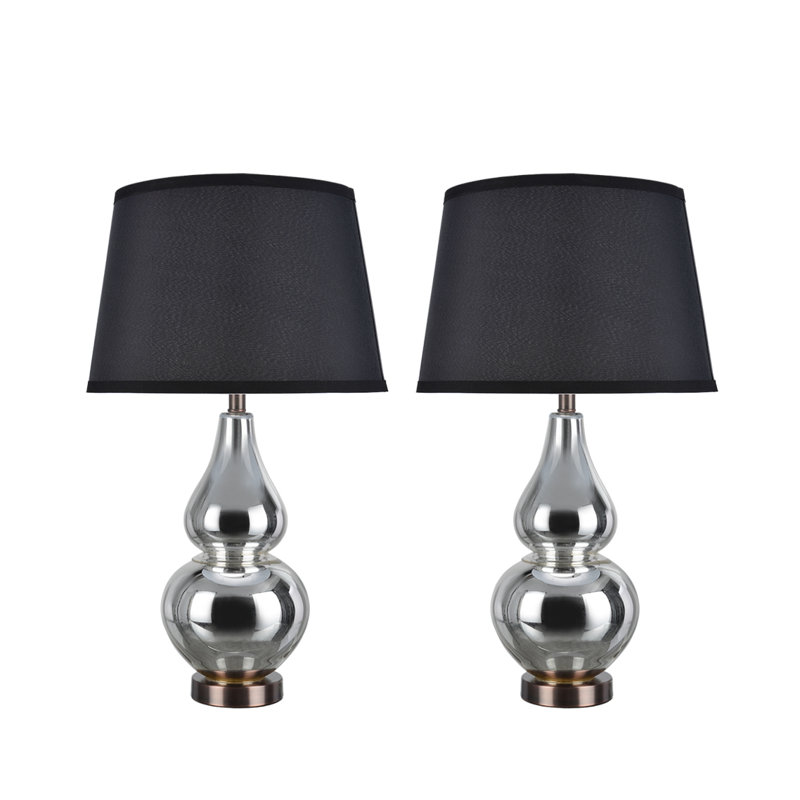 Foxx Glass Table Lamp Lamp, Mercury/Black