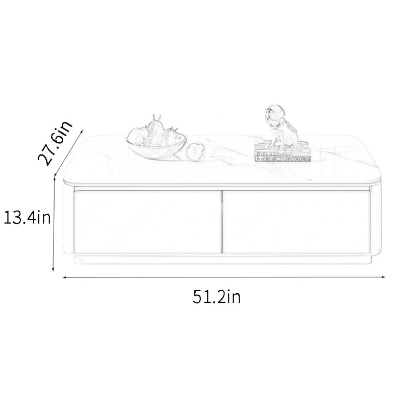 Table basse en bois massif, H 13,4 po x L 51,2 po x l 27,6 po, Gris