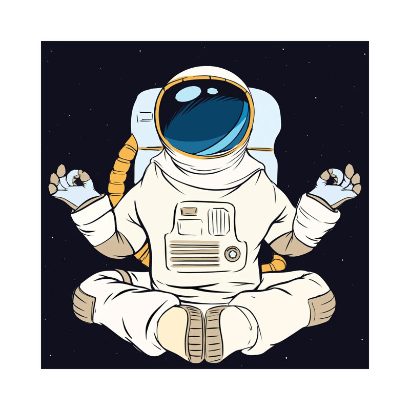 Astronaut And Meditation par - Toile tendue, H 12 po x l 12 po x P 0,75 po, Toile tendue