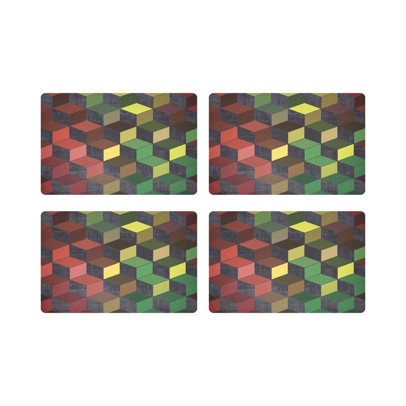 Steps Spring Pebble 17.5" Vinyl Placemat, Red/Green