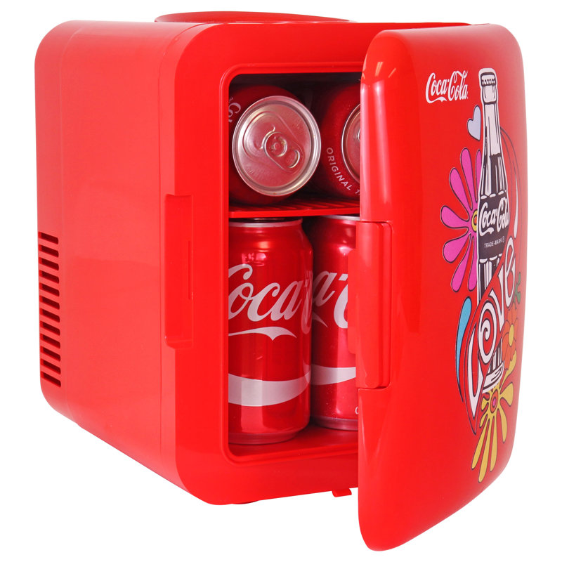 Mini réfrigérateur de comptoir 6 canettes Coca-Cola, glacière portative 4L et réchaud