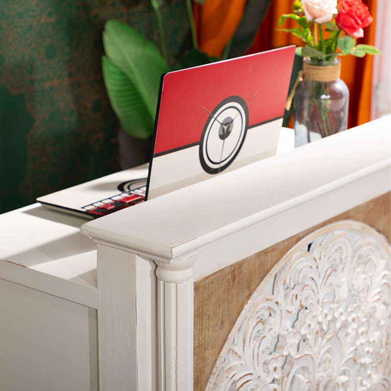 39.37" Brown+White Standard Solid Reception Desk