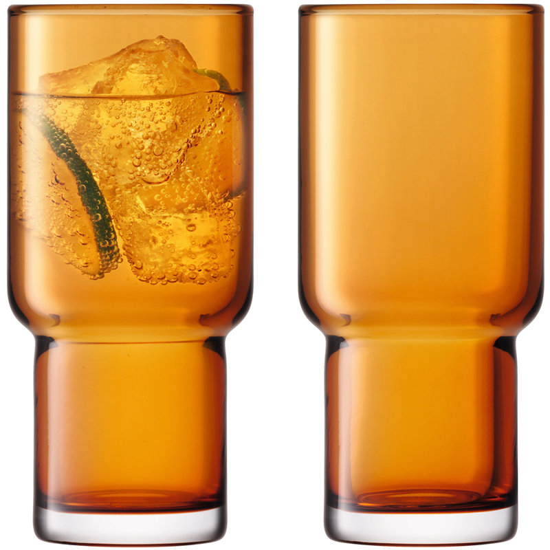 Utility 13.1875oz. Handmade Highball Glass Set, Amber