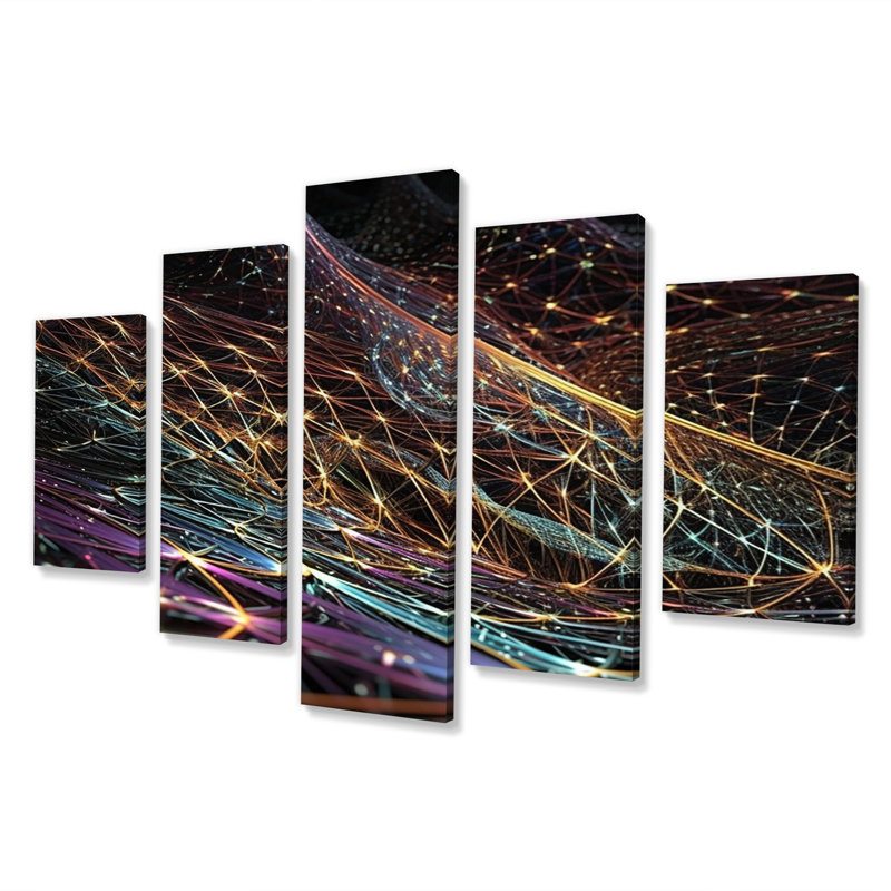 Futuriste Infinity Matrix - art mural sur toile Fractals - 5 panneaux