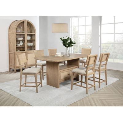 Ensemble de salle à manger avec comptoir 8 pièces Platt Chêne beige