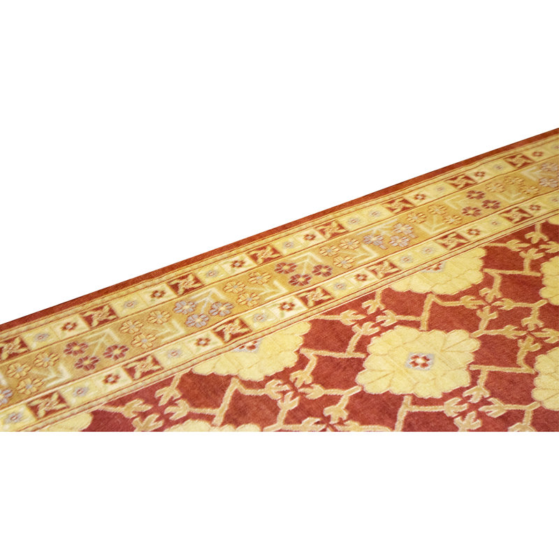 Tapis crème et or foncé de haute qualité noué à la main