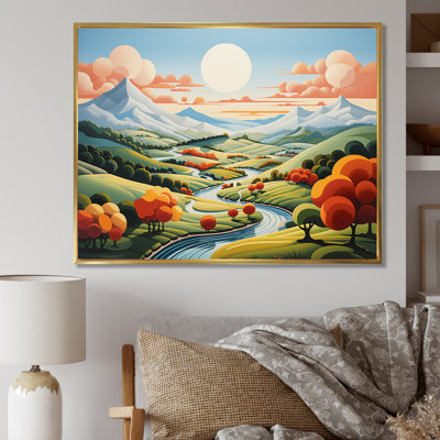 Minimaliste multicolore champ latéral II - prairie, art mural