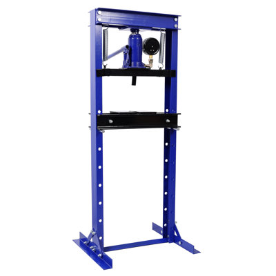 12-Ton Hydraulic Shop Press with Pressure Gauge, Blue Steel Frame for Bending and Straightening