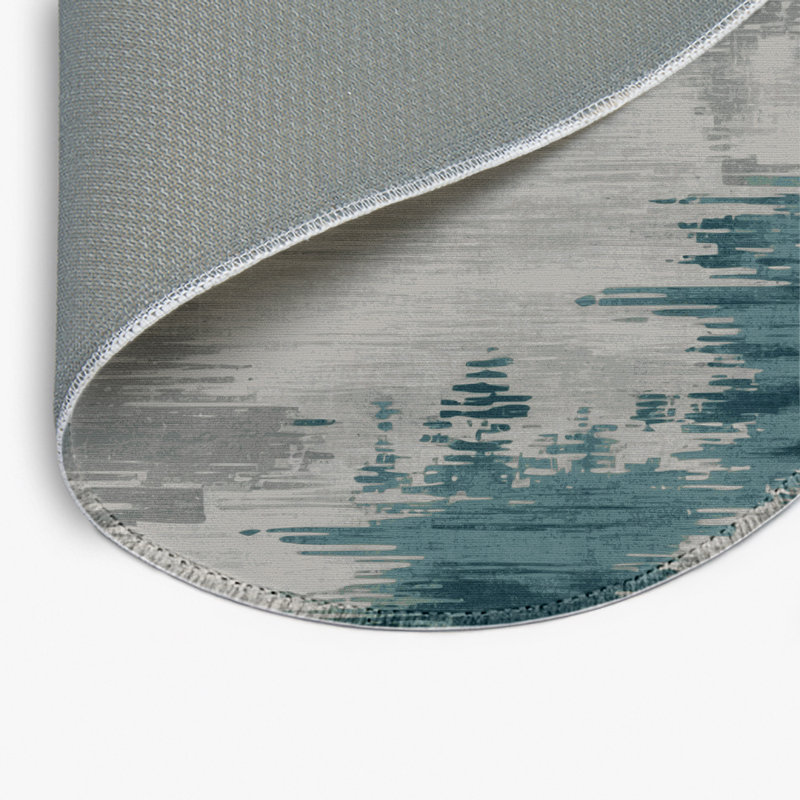 Watercolor Gray Indoor and Outdoor Area Rug, Round 5'