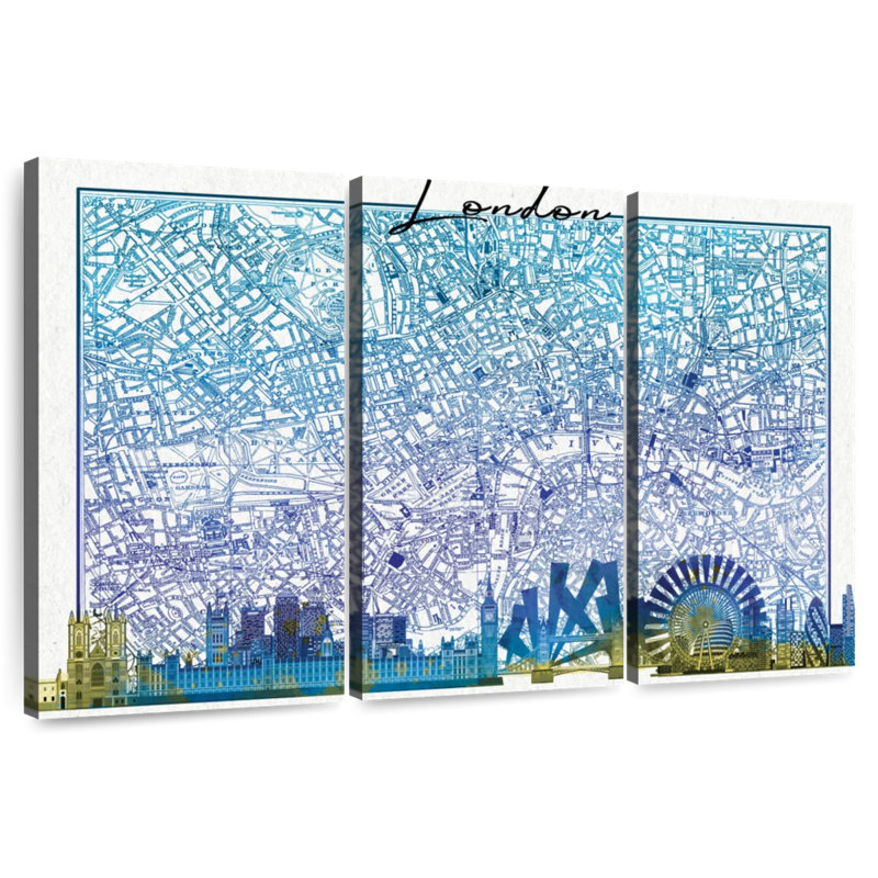 Aliaz London Skyline City Map, 24" H x 38" W