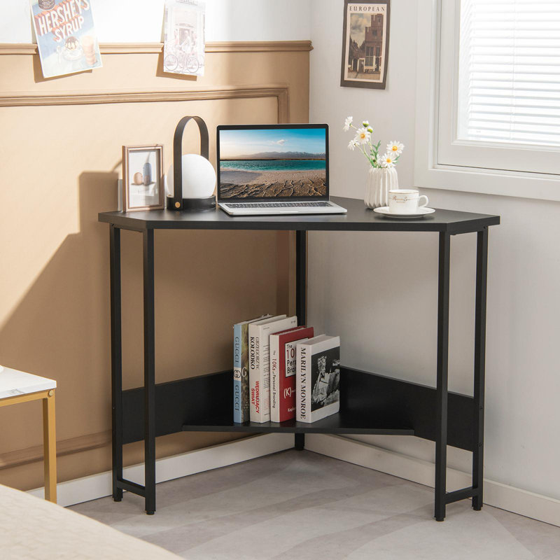 Bureau d'angle avec prises encastrées Montsalas, Noir