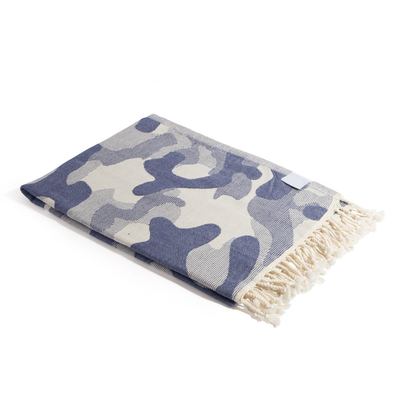 Chanyah Camouflage Organic Turkish Cotton Bath & Beach Towel, 66" x 36", Blue