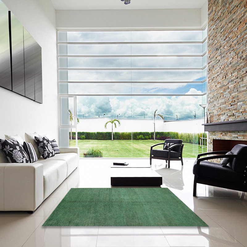 Tapis gris/vert contemporain, Carré 4 pi