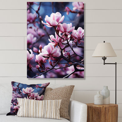 Magnolias mauves mystiques, impression sur toile