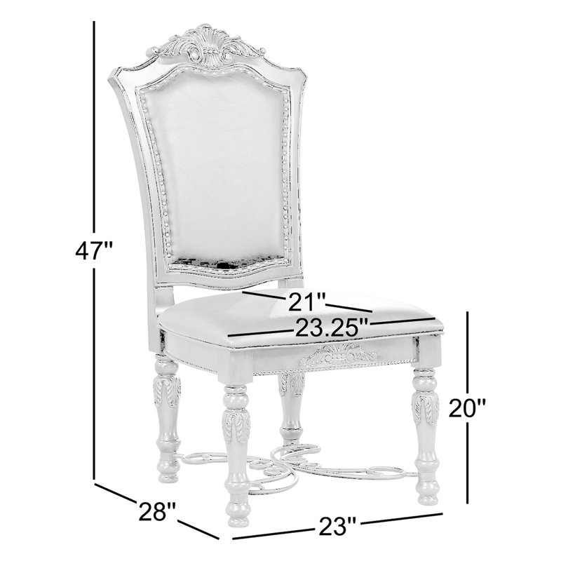 Ensemble de 2 chaises d'appoint en bois à garniture cloutée de 46,88 po de hauteur Wyndmoor