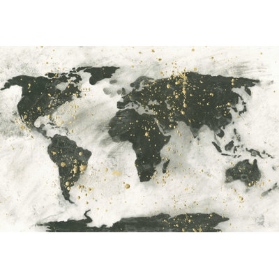 " World Map Gold Speckle " by Chris Paschke Painting Print